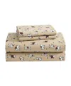 Laura Ashley Flannel 4 -pc. Sheet Set, Queen In Camel Holiday Scottie