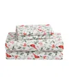 Laura Ashley Flannel 4 -pc. Sheet Set, Full In Jolly Cardinals