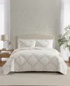 Laura Ashley Floral Embroidery Cotton 2-pc. Quilt Set, Twin In White