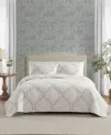 Laura Ashley Floral Embroidery Cotton 3-pc. Quilt Set, King In White