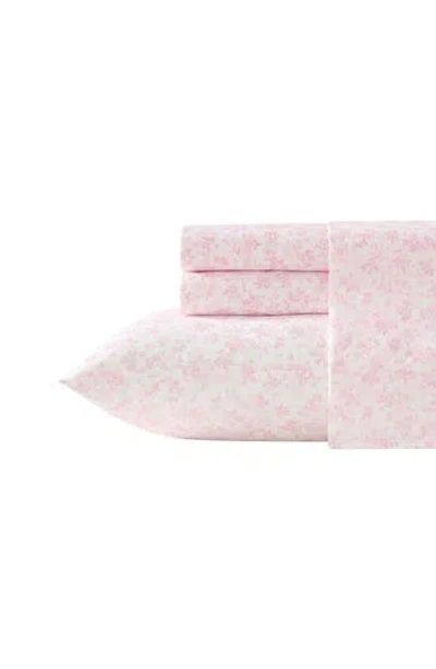 Laura Ashley Floral Toile 200 Thread Count Cotton Percale Sheet Set In Pink