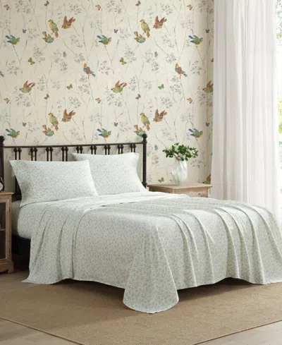 Laura Ashley Floral Toile 300-thread Count Cotton Sateen 4-pc. Sheet Set, Full In Green