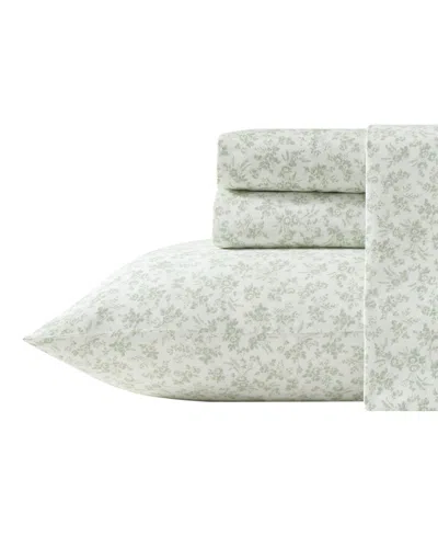 Laura Ashley Floral Toile 300-thread Count Cotton Sateen 4-pc. Sheet Set, King In Green
