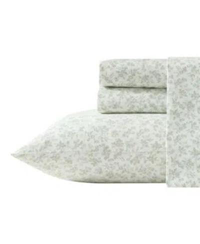 Laura Ashley Floral Toile 300 Thread Count Cotton Sateen Sheet Sets In Green