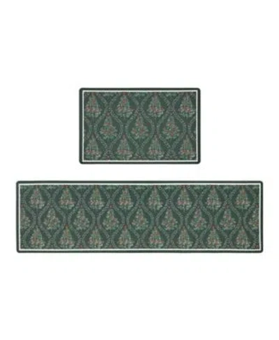 Laura Ashley Frestwick Glade Non Slip Kitchen Wellness Mats In Green