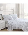 Laura Ashley Garden Muse 100% Cotton 300 Thread Count Sateen Sheet Set In Blue