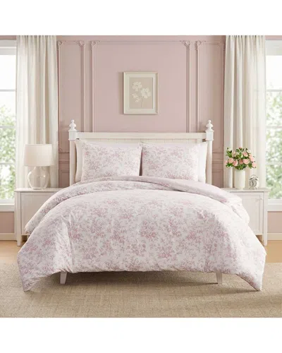 Laura Ashley Garden Toile Stripe Comforter Set In Pink