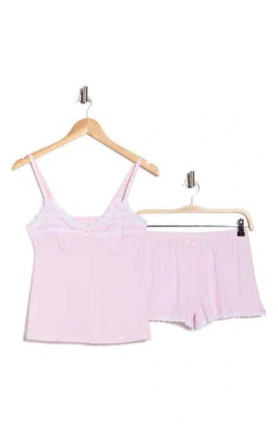 Laura Ashley Gingham Lace Trim Pajamas In Pink