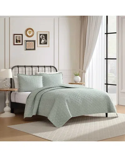 LAURA ASHLEY LAURA ASHLEY 200 THREAD COUNT GRACIE'S GINGHAM COTTON QUILT SET