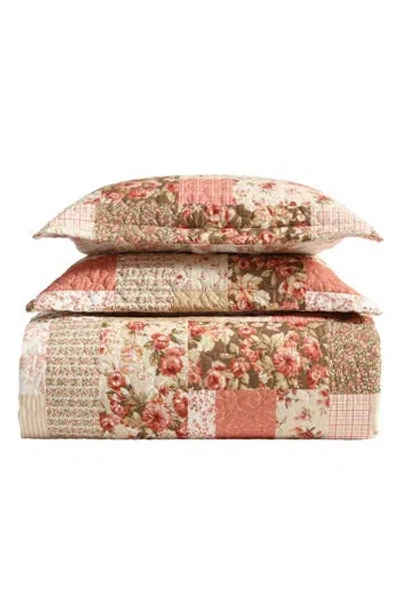 Laura Ashley Harrietta Patchwork Cotton Quilt & Sham 3-piece Set In Brown