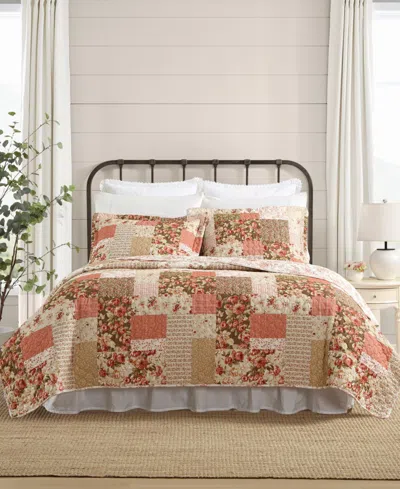 Laura Ashley Harrietta Patchwork Reversible 3-pc. Quilt Set, King In Rosewood,gold