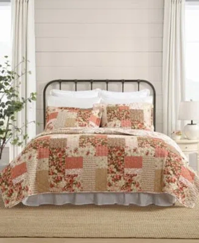 Laura Ashley Harrietta Patchwork Reversible Quilt Sets In Rosewood,gold
