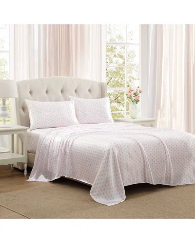 Laura Ashley Heart Of Mine Satin Sheet Set In Pink