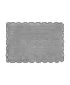 Laura Ashley Heathered Crochet Border Cotton Bath Rug, 17" X 24" In Gray