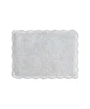 Laura Ashley Heathered Crochet Border Cotton Bath Rug, 17" X 24" In Gray