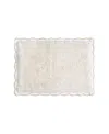 Laura Ashley Heathered Crochet Border Cotton Bath Rug, 17" X 24" In White