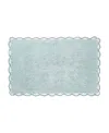 Laura Ashley Heathered Crochet Border Cotton Bath Rug, 20" X 32" In Blue