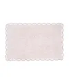 Laura Ashley Heathered Crochet Border Cotton Bath Rug, 20" X 32" In Pink