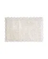 Laura Ashley Heathered Crochet Border Cotton Bath Rug, 20" X 32" In Neutral