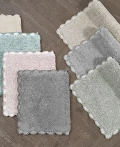Laura Ashley Heathered Crochet Border Cotton Bath Rug In Dark Gray