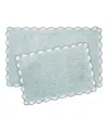 Laura Ashley Heathered Crochet Border Cotton Bath Rug Set In Blue