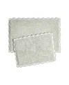 Laura Ashley Heathered Crochet Border Cotton Bath Rug Set In Green
