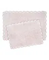 Laura Ashley Heathered Crochet Border Cotton Bath Rug Set In Pink