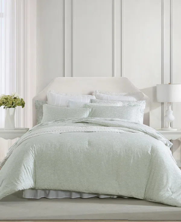 Laura Ashley Bettlaken-Set Aus Baumwoll-Perkal – Twin, Heirloom Ditzy Green, 200 Fadenzahl