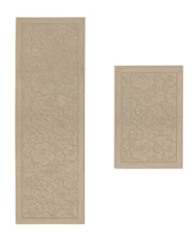 Laura Ashley Hi-low Tufted Skid-resistant 2-piece Rug Set In Neutral