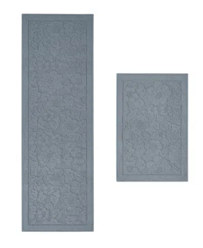 Laura Ashley Hi-low Tufted Skid-resistant 2-piece Rug Set In Blue