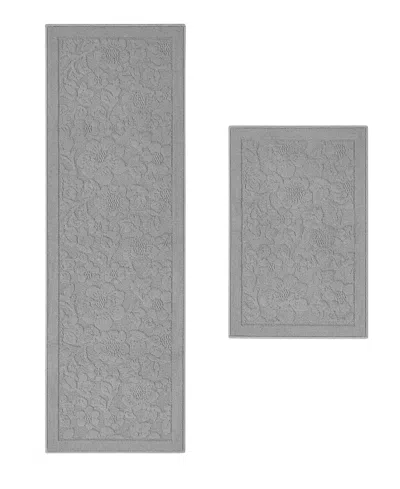 Laura Ashley Hi-low Tufted Skid-resistant 2-piece Rug Set In Gray