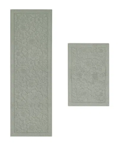 Laura Ashley Hi-low Tufted Skid-resistant 2-piece Rug Set In Green