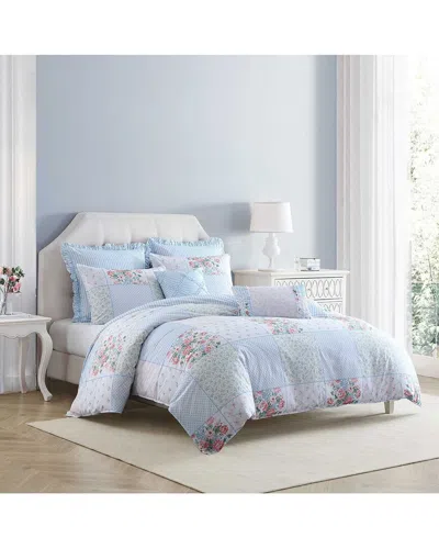 Laura Ashley Hope Patchwork Comforter Set In Blue