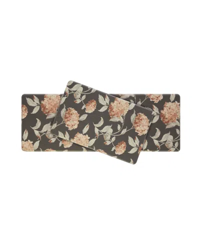 Laura Ashley Hydrangea Wellness Mats, Set Of 2 In Dark Gray - Rust