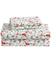 Laura Ashley Jolly Cardinals Cotton Flannel Sheet Set
