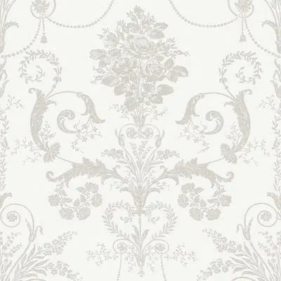 Laura Ashley Josette Wallpaper Roll In Dove Gray,white