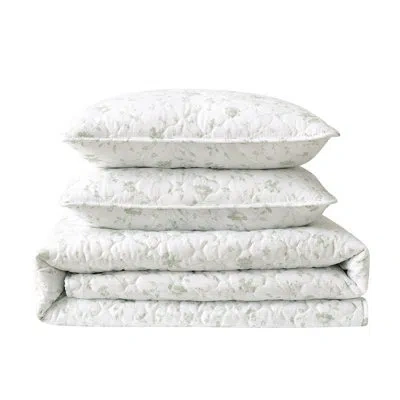 Laura Ashley Juliette Reversible Quilt Set In White