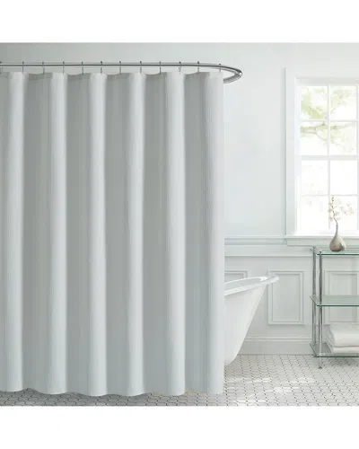 Laura Ashley Kayla Waffle Shower Curtain Set In White