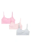 Laura Ashley Kids' 3-pack Assorted Seamless Ribbed Bralettes In Pink