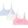 Laura Ashley Kids' 3-pack Assorted Seamless Swiss Dot Bralettes In Multi