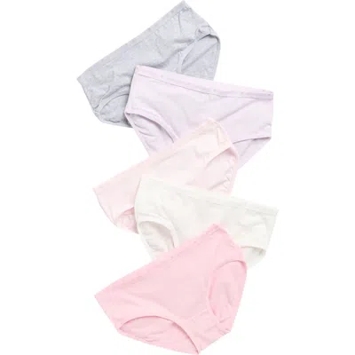 Laura Ashley Kids' 5-pack Assorted Stretch Cotton Briefs In White