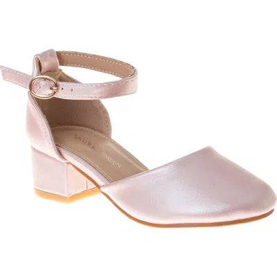 Laura Ashley Kids' Ankle Strap Block Heel Pump In Pink Pearl Patent