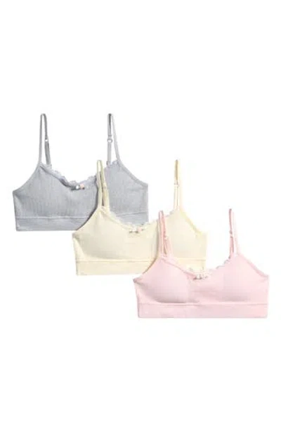 Laura Ashley Kids' Assorted 3-pack Lace & Bow Bralettes In Multi