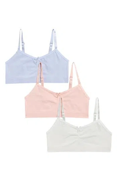 Laura Ashley Kids' Assorted 3-pack Seamless Butterfly Pointelle Knit Bralettes In Multi