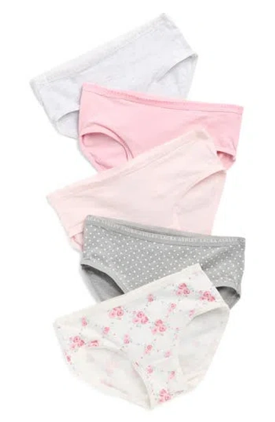 Laura Ashley Kids' Assorted 5-pack Stretch Cotton Bikini Briefs In Multi