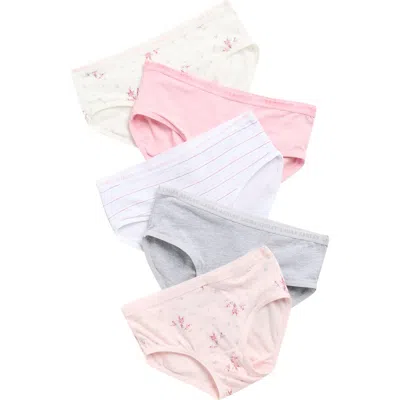 Laura Ashley Kids' Assorted 5-pack Stretch Cotton Bikini Briefs In Pink