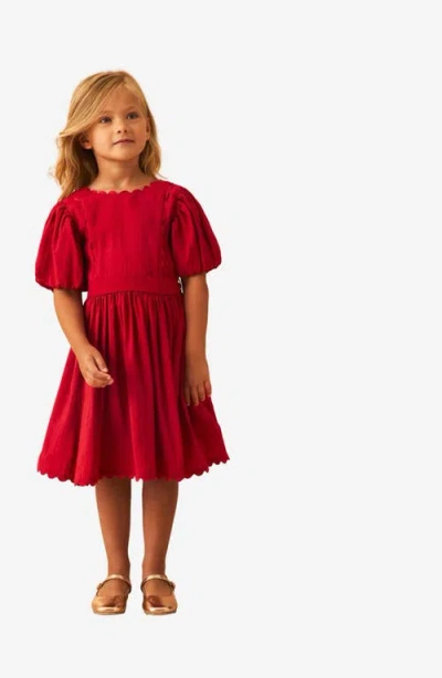 Laura Ashley Kids' Bow Accent Satin Party Dress In Red