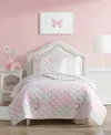 Laura Ashley Kids Ellyn Reversible 3 Piece Quilt Set, Full In Pink