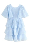 Laura Ashley Kids' Floral Embroidered Tiered Party Dress In Blue