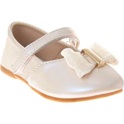 Laura Ashley Kids' Mary Jane Flat In Beige Pearl